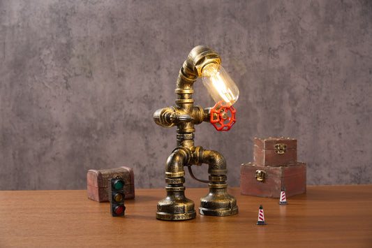 Industrial Pipe Desk Lamp | Steampunk Vintage Home Decor