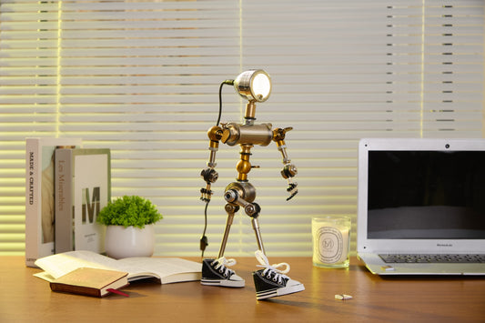 Robot Character Desk Lamp | Cyberpunk Table Light with Fun Industrial Design
