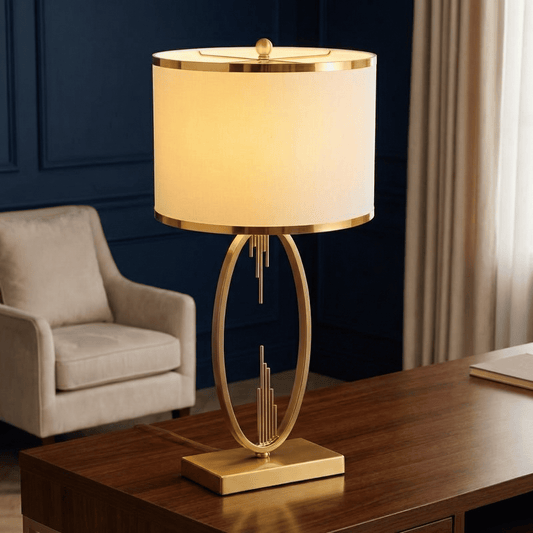 liveCozee Art Deco Oval Brass Table Lamp