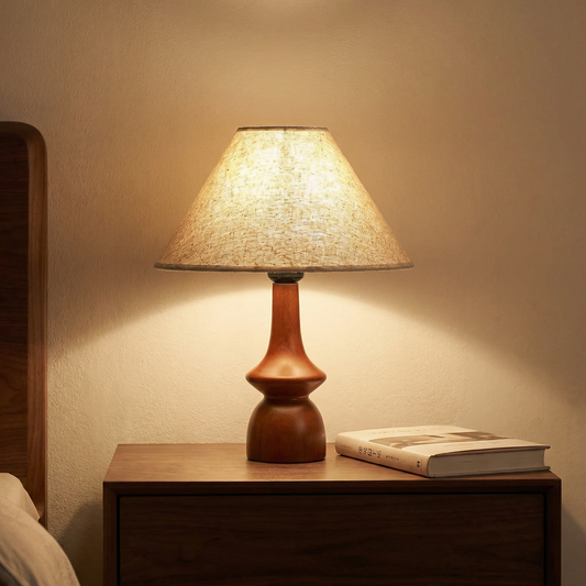 liveCozee Vintage Wood Fabric Table Lamp Oak Silhouette Table Lamp