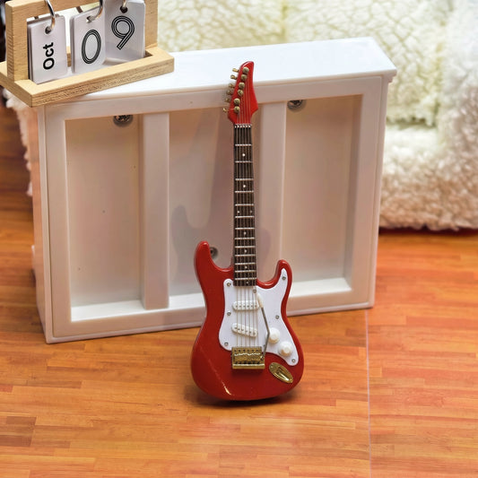 Mini Guitar Model, 3.35" Multi Styles & Colors Guitar Figurine for Music Cake Topper Party Decor Doll Accessory Desktop Ornament Music Lover Gift