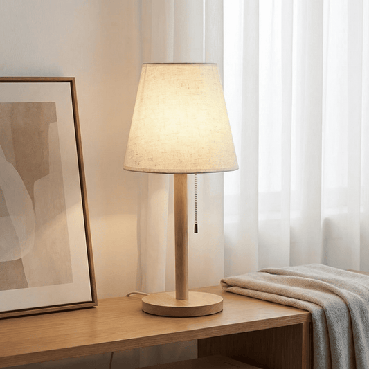 liveCozee Nordic Solid Wood Pull-Chain Table Lamp