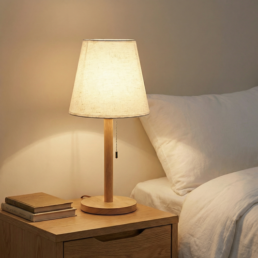 liveCozee Nordic Solid Wood Pull-Chain Table Lamp