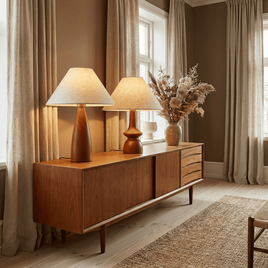 liveCozee Vintage Wood Fabric Table Lamp